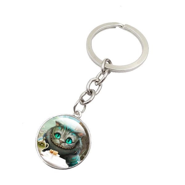 cheshire cat keychain art glass round dome pendant key chain alin wonderland key ring new 2016 women men gift sleutelhanger, Silver
cheshire cat keychain art glass round dome pendant key chain alin wonderland key ring new 2016 women men gift sleutelhanger, Silver
