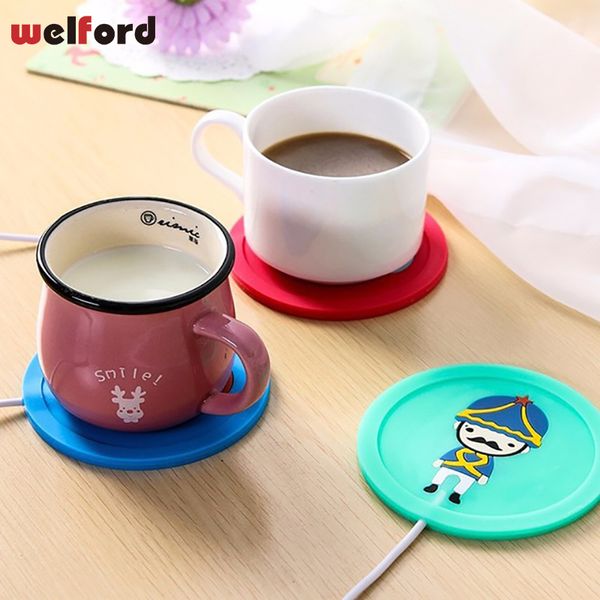 cute soldier design silicone usb coaster cup heating keep coffee milk drink warmer pad mat high quality
