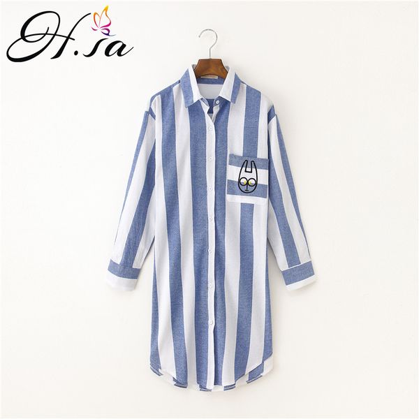 h.sa blusas feminina 2018 long sleeve blue strip blouse women cartton embroidery blusas mujer turn-down collar long shirt, White
h.sa blusas feminina 2018 long sleeve blue strip blouse women cartton embroidery blusas mujer turn-down collar long shirt, White