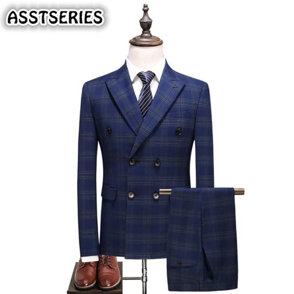 gentleman men suit autumn double-breasted blue tuxedo suit hight quality fashion 3 piece plaid slim fit wedding suits for men, White;black
gentleman men suit autumn double-breasted blue tuxedo suit hight quality fashion 3 piece plaid slim fit wedding suits for men, White;black