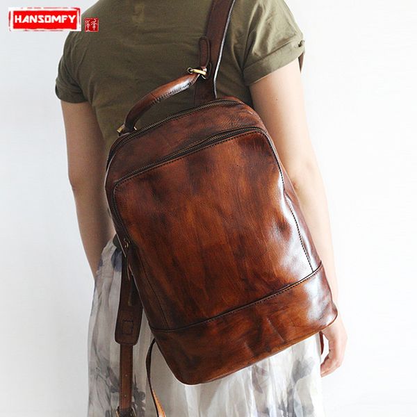 hansomfy new women's bag handmade rub color first layer leather men and women travel backpack retro models shoulder bags
hansomfy new women's bag handmade rub color first layer leather men and women travel backpack retro models shoulder bags