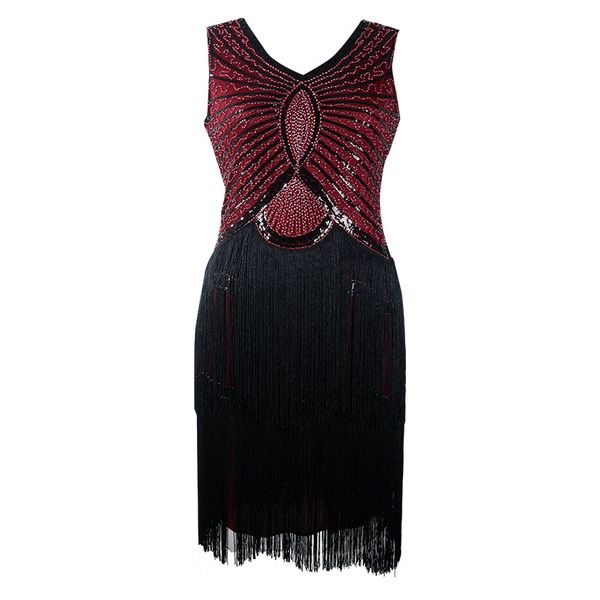 black v-neck long sleeveless tassel 1920s great gabsty latin dance dress flapper girls sequins fringe dresses pluse size, Black;red
black v-neck long sleeveless tassel 1920s great gabsty latin dance dress flapper girls sequins fringe dresses pluse size, Black;red