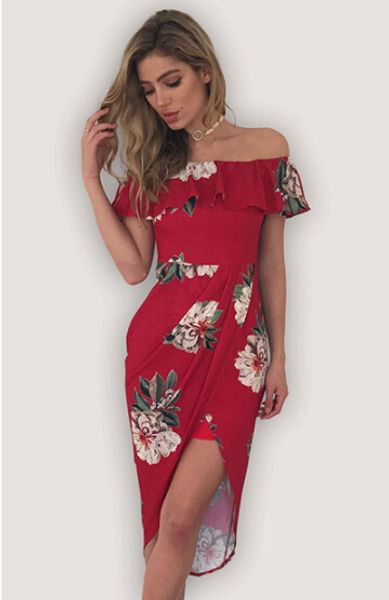 women floral printed one piece slash neck dresses with split summer female asymmetrical skirts ing, Black;gray
women floral printed one piece slash neck dresses with split summer female asymmetrical skirts ing, Black;gray