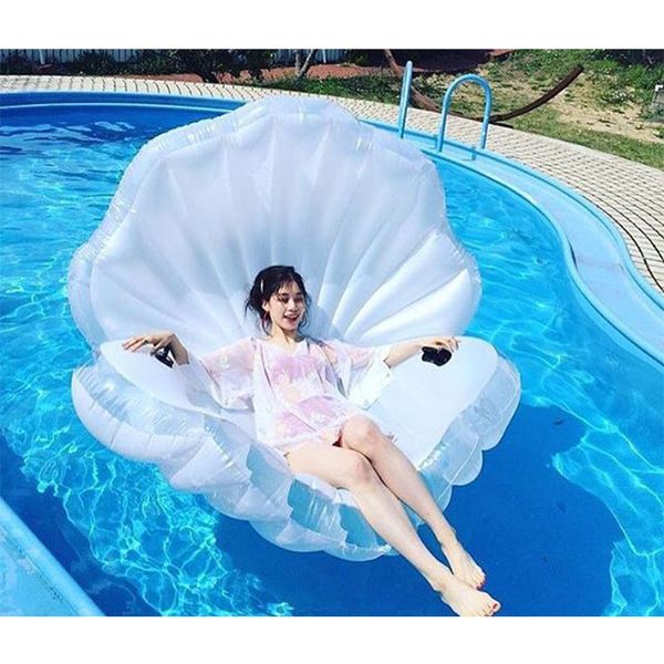 

giant pool float clam shell inflatable in water floating row pearl ball scallop aqua loungers floating air mattress swim ring
