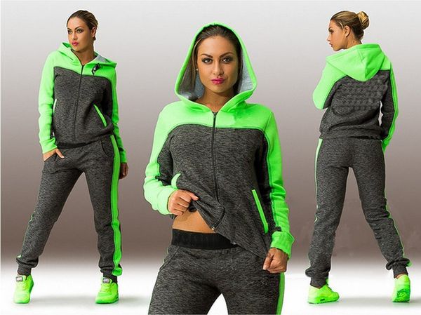 women's tracksuits women sports autumn winter fashion hooded hoodies jogger pants 2pcs clothing sets colors patchwork suits, Gray
women's tracksuits women sports autumn winter fashion hooded hoodies jogger pants 2pcs clothing sets colors patchwork suits, Gray
