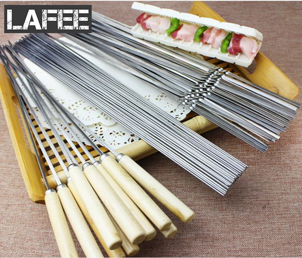 

stainless steel bbq skewer flat shish grilling kabob kebab fork barbecue skewers for camping picnic
