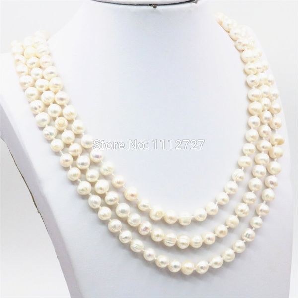 accessories white natural freshwater pearl lucky beads 3rows necklace chain jewelry making design women girls gifts 7-8mm, Silver
accessories white natural freshwater pearl lucky beads 3rows necklace chain jewelry making design women girls gifts 7-8mm, Silver