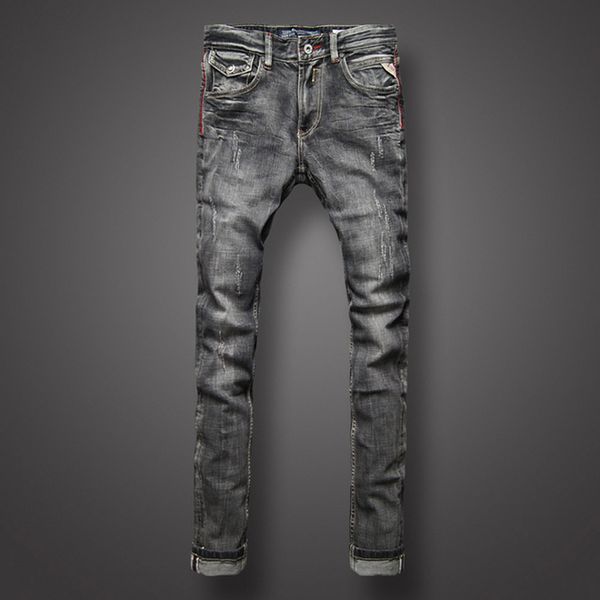 italian style fashion men jeans slim fit dark gray ripped jeans denim pants biker homme classical men, Blue
italian style fashion men jeans slim fit dark gray ripped jeans denim pants biker homme classical men, Blue