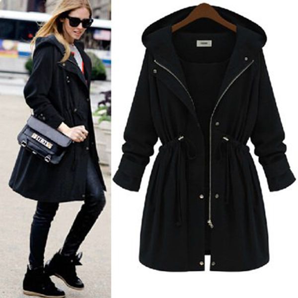 2018 new spring autumn trench coat women causal long sleeve with hood medium long army green female coat casaco feminino coats, Tan;black
2018 new spring autumn trench coat women causal long sleeve with hood medium long army green female coat casaco feminino coats, Tan;black