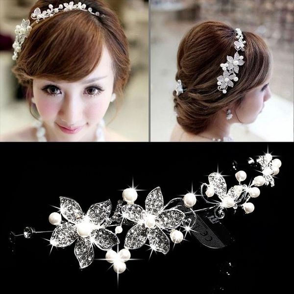 foreign trade bridal jewelry alloy diamond pearl tiara korean hair accessory wedding flower bud accessories comb, Golden;white 
foreign trade bridal jewelry alloy diamond pearl tiara korean hair accessory wedding flower bud accessories comb, Golden;white