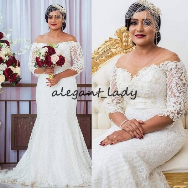 plus size lace wedding dresses with 3/4 long sleeves factory custom made pearl beaded 2018 modest outdoor church bridal gowns, White
plus size lace wedding dresses with 3/4 long sleeves factory custom made pearl beaded 2018 modest outdoor church bridal gowns, White
