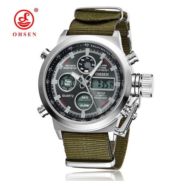 ohsen men sport watch canvas band 30m waterproof black quartz men casual wristwatches relogio masculino, Slivery;brown
ohsen men sport watch canvas band 30m waterproof black quartz men casual wristwatches relogio masculino, Slivery;brown