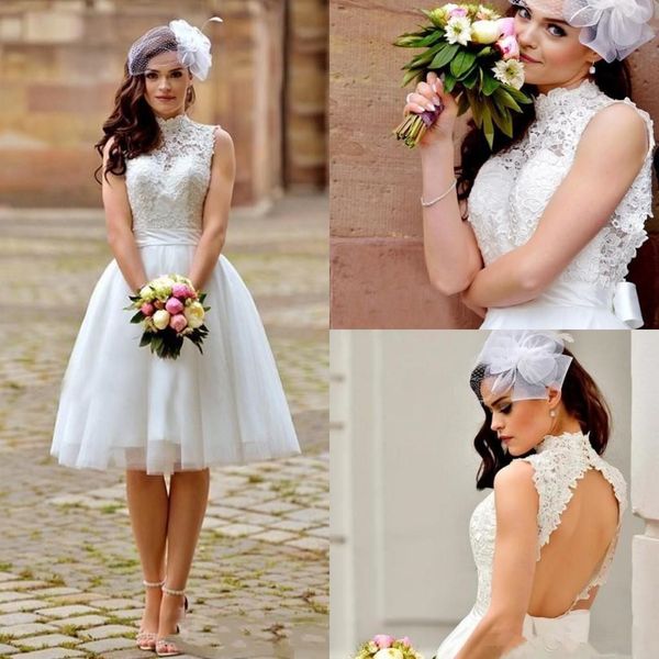 high neck lace short garden wedding dresses vestido de novia backless a-line knee length tulle bridal gowns 2019 new design custom made w172, White
high neck lace short garden wedding dresses vestido de novia backless a-line knee length tulle bridal gowns 2019 new design custom made w172, White