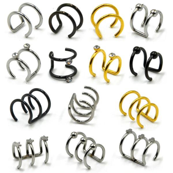 20pc stainless steel double and triple hoop ear cuff clip on earring tragus cartilage non piercing closure ring fake no piercing accessories, Silver
20pc stainless steel double and triple hoop ear cuff clip on earring tragus cartilage non piercing closure ring fake no piercing accessories, Silver