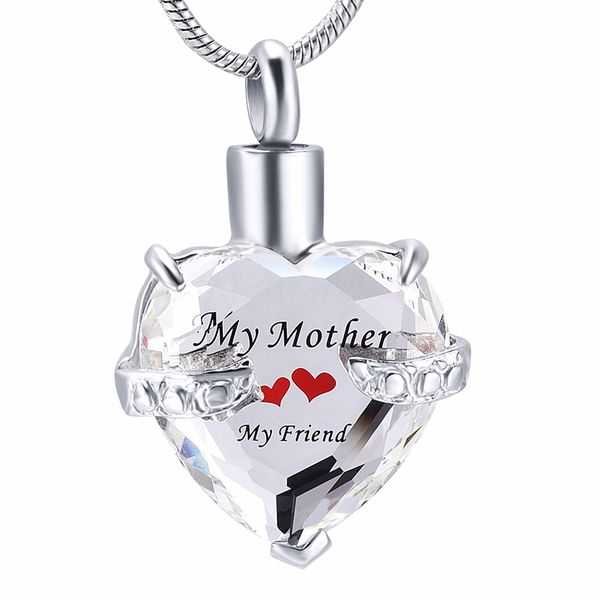 ijd9790-1 engraved "my mother my friend" white birthstone cremation necklace hold ashes -heart stainless steel memorial urn jewelr, Silver
ijd9790-1 engraved "my mother my friend" white birthstone cremation necklace hold ashes -heart stainless steel memorial urn jewelr, Silver