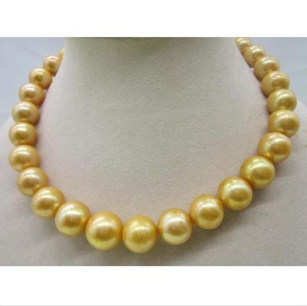 fashion 12-15mm natural south sea yellow round pearl necklace 18" gold clasp, Silver
fashion 12-15mm natural south sea yellow round pearl necklace 18" gold clasp, Silver