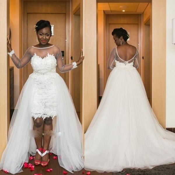 latest long sleeve hi-low black girl plus size wedding dresses chapel train bridal wedding gowns hochzeitskleid robe de mariee, White
latest long sleeve hi-low black girl plus size wedding dresses chapel train bridal wedding gowns hochzeitskleid robe de mariee, White