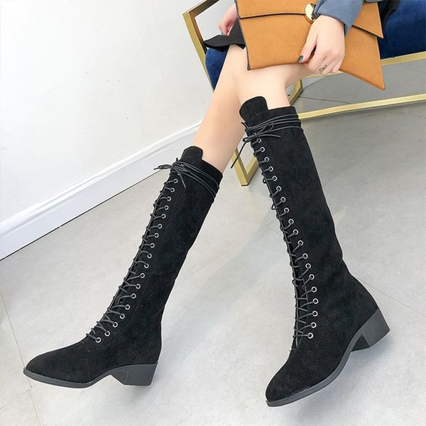 khtaa women lace up winter knee-high boots 2018 fashion faux suede leather thigh high shoes for female, Black
khtaa women lace up winter knee-high boots 2018 fashion faux suede leather thigh high shoes for female, Black