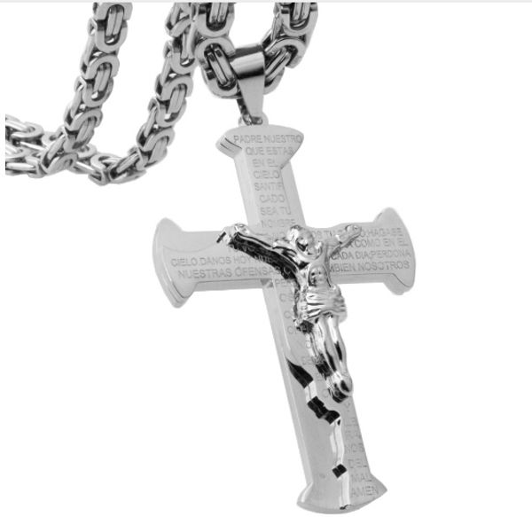 granny chic 361l stainless steel silver black color jesus cross pendant necklaces 6mm heavy link byzantine chain men necklace
granny chic 361l stainless steel silver black color jesus cross pendant necklaces 6mm heavy link byzantine chain men necklace