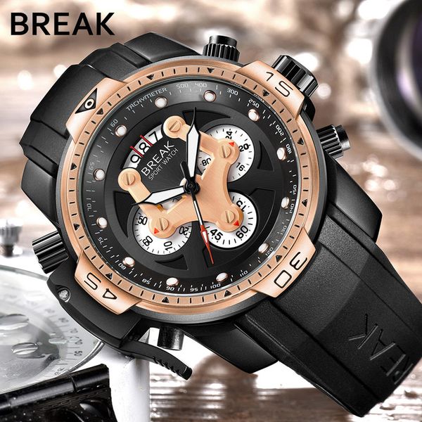 break men watches sport wrist watches men's wristwatches man men male clock quartz chronograph waterproof watch, Slivery;brown
break men watches sport wrist watches men's wristwatches man men male clock quartz chronograph waterproof watch, Slivery;brown