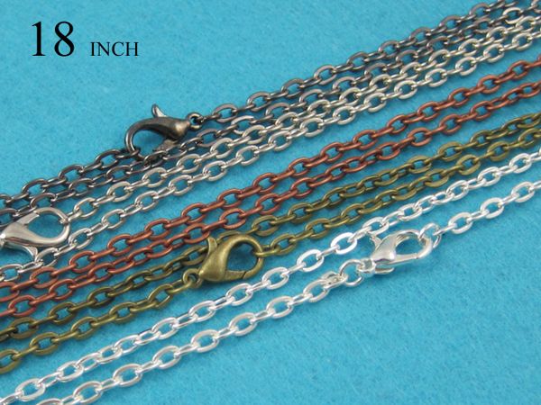 20 pcs - 45cm metal chain necklace, 18 inch necklace chain, 3mm thick 18 inch rolo chain necklace available in 6 colors, Silver
20 pcs - 45cm metal chain necklace, 18 inch necklace chain, 3mm thick 18 inch rolo chain necklace available in 6 colors, Silver