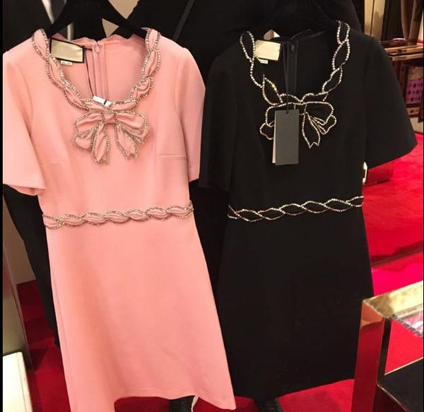 2018 black/pink scoop neck short sleeves short women dress high end bow crystals beads brand vestidos de festa g15
2018 black/pink scoop neck short sleeves short women dress high end bow crystals beads brand vestidos de festa g15