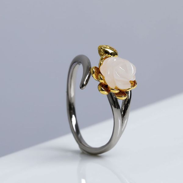 radhorse 925 silver rings for women fine jewelry hetian white jade rose modeling sterling silver ring adjustable black, Golden;silver
radhorse 925 silver rings for women fine jewelry hetian white jade rose modeling sterling silver ring adjustable black, Golden;silver