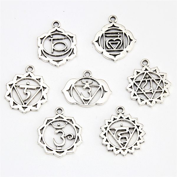 7pcs antique silver 7 chakra charms mandala pendant yoga om buddhist metal for jewelry making supplies, Black
7pcs antique silver 7 chakra charms mandala pendant yoga om buddhist metal for jewelry making supplies, Black
