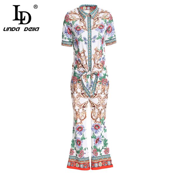 ld linda della 2018 autumn fashion runway two pieces set women's blouse and vintage floral print long pants suit sets, Gray
ld linda della 2018 autumn fashion runway two pieces set women's blouse and vintage floral print long pants suit sets, Gray