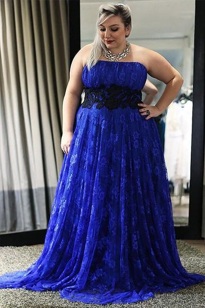 royal blue with black lace prom evening dress long plus size 2018 strapless ruched floor length formal dress new
royal blue with black lace prom evening dress long plus size 2018 strapless ruched floor length formal dress new