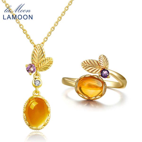 lamoon s925 necklace ring sets 100% natural citrine 925 sterling silver jewelry party jewelry set for women accessories v022-3, Black
lamoon s925 necklace ring sets 100% natural citrine 925 sterling silver jewelry party jewelry set for women accessories v022-3, Black