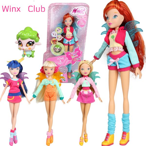 

love pet &city girl winx club doll rainbow colorful girl action figures fairy bloom dolls with classic toys for girls gift