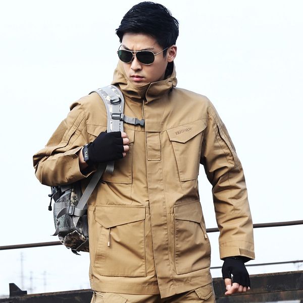 men's jacket tactical jacket male waterproof windbreaker army spring autumn working clothes camouflage hooded coat, Black;brown
men's jacket tactical jacket male waterproof windbreaker army spring autumn working clothes camouflage hooded coat, Black;brown