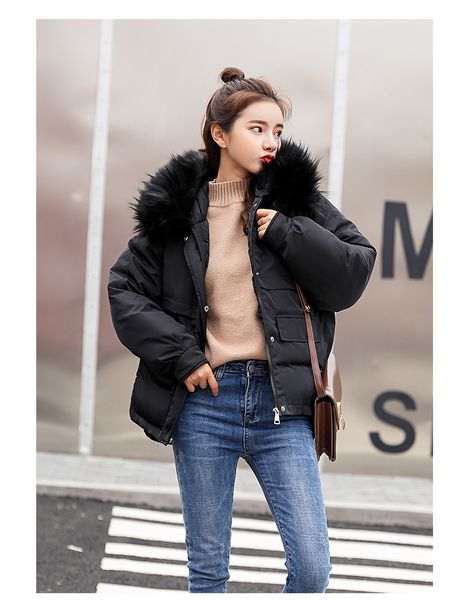 2018 new women's autumn and winter thick down jacket hooded solid color slim short jacket pocket fashion, Black
2018 new women's autumn and winter thick down jacket hooded solid color slim short jacket pocket fashion, Black