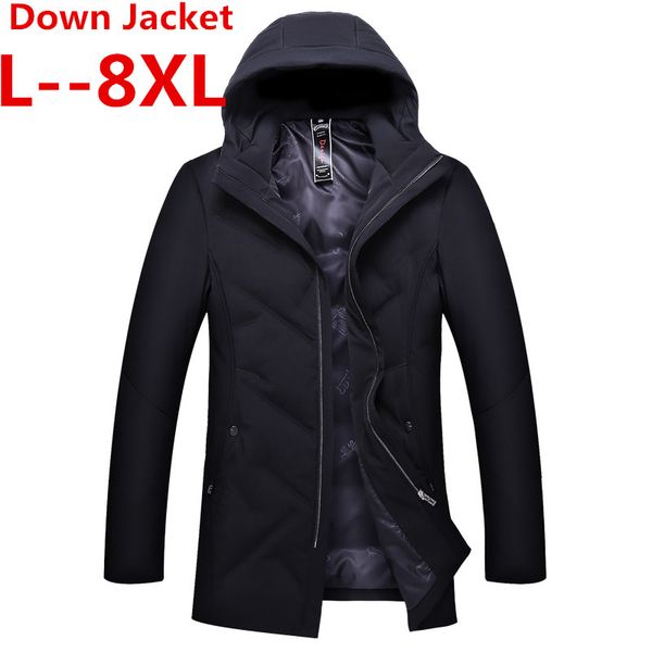 plus 8xl 6xl 5x long down jacket men winter coat fashion winter warm white duck thick down jacket hooded outerwear, Black 
plus 8xl 6xl 5x long down jacket men winter coat fashion winter warm white duck thick down jacket hooded outerwear, Black