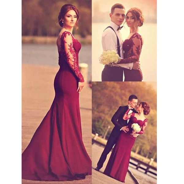 elegant mermaid long sleeves burgundy satin evening prom dress with lace appliques dress party gown, Black
elegant mermaid long sleeves burgundy satin evening prom dress with lace appliques dress party gown, Black