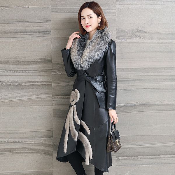 ayunsue 100% real sheepskin leather coat genuine leather winter warm down jacket women fur collar jaqueta de couro mf071, Black
ayunsue 100% real sheepskin leather coat genuine leather winter warm down jacket women fur collar jaqueta de couro mf071, Black