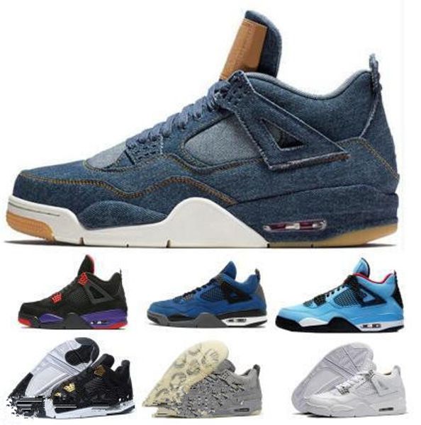 

Баскетбольные туфли 4 IV Мужские женские синие цементные кауы 4 Chaussures 4s Bred Denim Кактус Джек Альтернативный Eminem Raptor Travis Спортивный спорт Sne