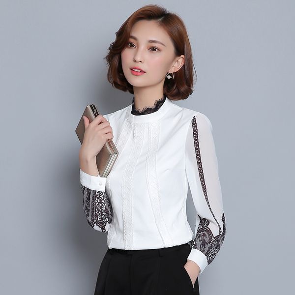 2018 new autumn women shirts print full sleeve lace chiffon stand neck slim blouse shirt white 6633
2018 new autumn women shirts print full sleeve lace chiffon stand neck slim blouse shirt white 6633