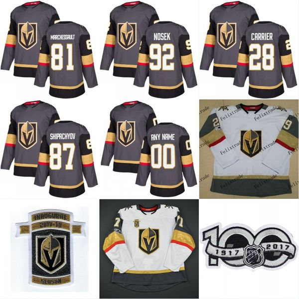 2017-18 inaugural season 100th vegas golden knights 81 jonathan marchessault 92 tomas nosek 87 vadim shipachyov 28 william carrier jersey, Black;red
2017-18 inaugural season 100th vegas golden knights 81 jonathan marchessault 92 tomas nosek 87 vadim shipachyov 28 william carrier jersey, Black;red