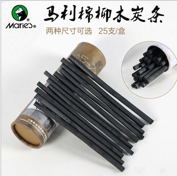 Maries Professional 25pcs Carbon Charcoal Pencil Sketch Drawing Charcoal Bar Artist Art Supply Article Ass014