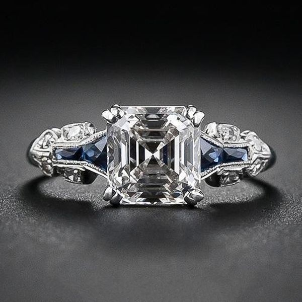 geometric square wedding band finger rings simple blue zircon women ring plated silver color elegant charm banquet jewelry anel, Golden;silver
geometric square wedding band finger rings simple blue zircon women ring plated silver color elegant charm banquet jewelry anel, Golden;silver