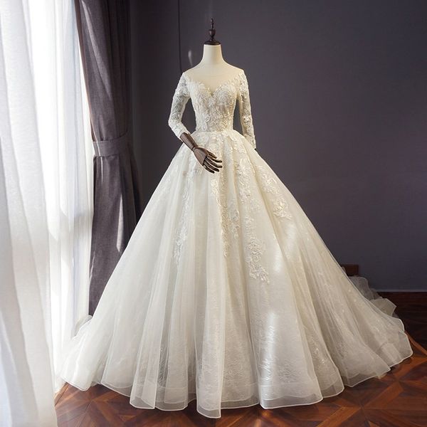 organza ball gown wedding dresses with 3/4 long sleeves 2019 bateau neck lace appliques wedding gowns, White
organza ball gown wedding dresses with 3/4 long sleeves 2019 bateau neck lace appliques wedding gowns, White