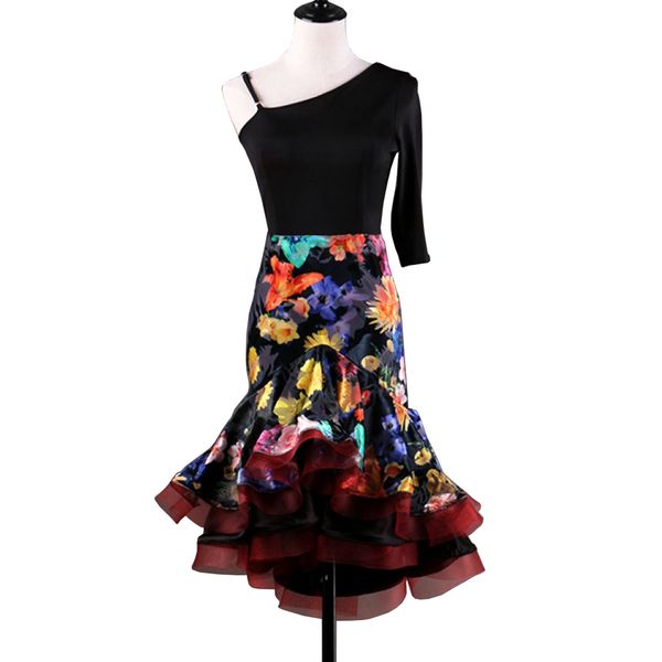 latin salsa dance dress women tango dress modern dance costumes d373 print bell hem 1 shoulder 1/2 sleeve, Black;red
latin salsa dance dress women tango dress modern dance costumes d373 print bell hem 1 shoulder 1/2 sleeve, Black;red