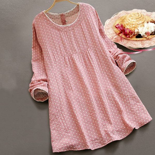 mferlier vintage dress lace o neck long sleeve dot print mori girl autumn blue pink cotton linen casual dress, White;black
mferlier vintage dress lace o neck long sleeve dot print mori girl autumn blue pink cotton linen casual dress, White;black