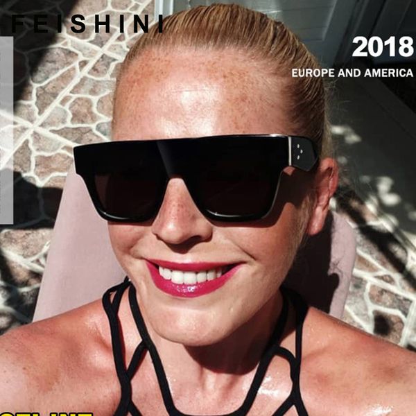 feishini flat sun glasses oversize goggles mens square sunglasses women fashion rivet black vintage shades, White;black
feishini flat sun glasses oversize goggles mens square sunglasses women fashion rivet black vintage shades, White;black