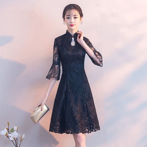 black traditional chinese dress qipao ladies evening dresses vintage cheongsam women bride short lace cheongsam modern dress, Red
black traditional chinese dress qipao ladies evening dresses vintage cheongsam women bride short lace cheongsam modern dress, Red