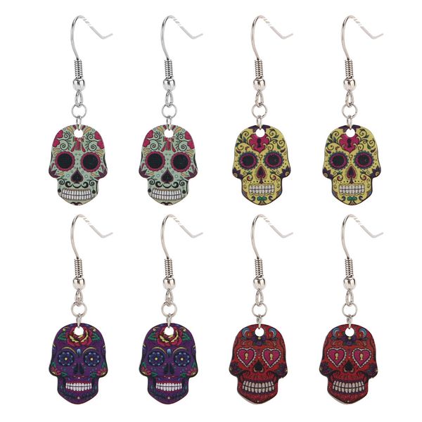 dull silver enamel flower skull dangle earring stainless steel handmade earrings for women
dull silver enamel flower skull dangle earring stainless steel handmade earrings for women
