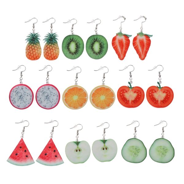 9 pairs cute acrylic fruit drop dangle earrings sets tomato kiwi orange jewelry, Silver
9 pairs cute acrylic fruit drop dangle earrings sets tomato kiwi orange jewelry, Silver