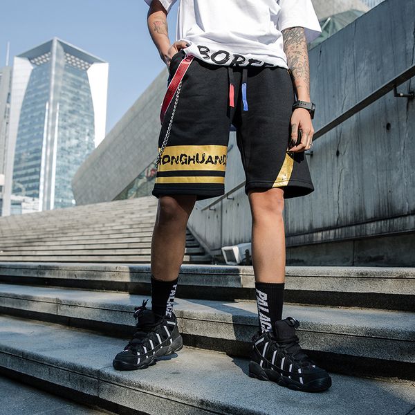 men street shorts hip-hop dancing high street casual loose shorts ribbon design clothing shorts, White;black
men street shorts hip-hop dancing high street casual loose shorts ribbon design clothing shorts, White;black